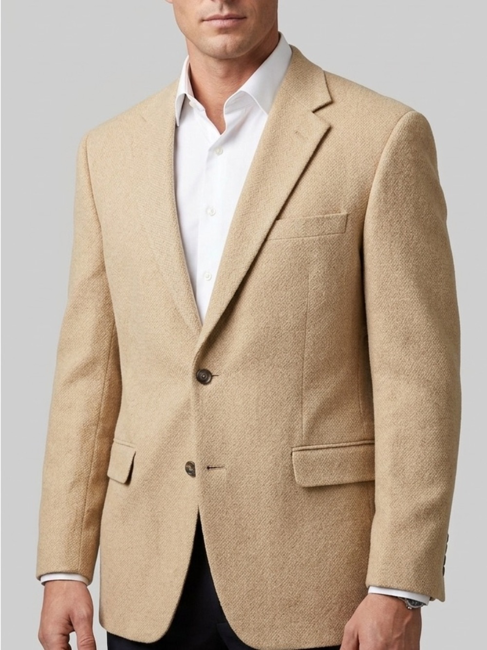 Jos A Bank Blazer 42L 100% Camel Hair Sports Coat Suit Jacket Tan 2 Button